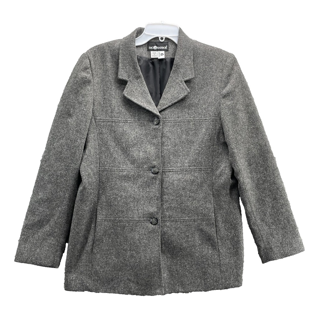VTG Sag Harbor 100% Wool Coat Womens 12 Academia Classic Minimalist Corpcore 90s